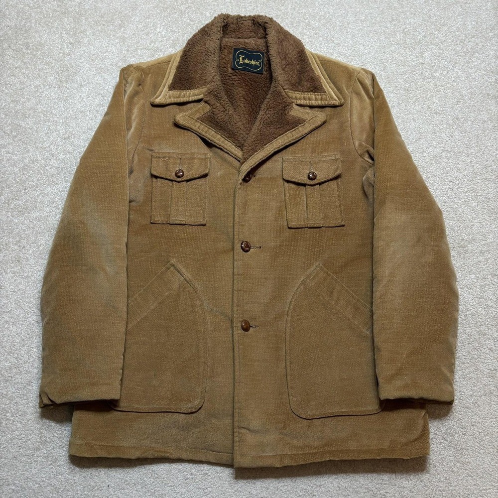Vtg 60s Lakeshire Jacket Mens Medium Brown Corduroy Sherpa Western Cowboy Coat